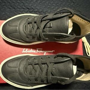 Salvatore Ferragamo Black Leather Sneakers